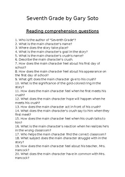seventh grade essay questions