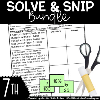 Preview of 7th Grade Solve and Snip® Bundle - Interactive Math Word Problems
