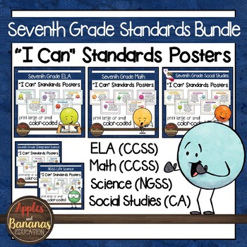 Preview of Seventh Grade Standards Bundle "I Can" Posters