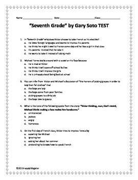 seventh grade by gary soto essay questions