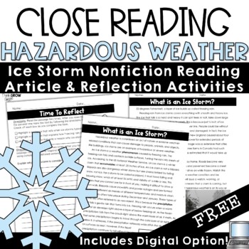 Preview of Winter Dangerous Weather Nonfiction Reading Comprehension Passages Activities