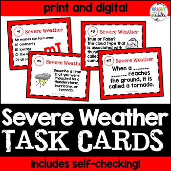 Preview of Weather Activity Middle School (Severe Weather Task Cards) - PRINT AND DIGITAL