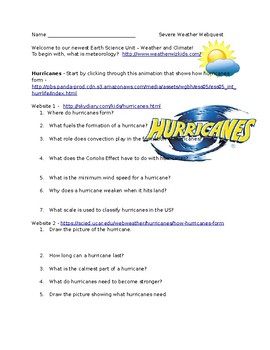 Severe Weather Webquest by This Week at School | TpT