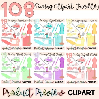 Preview of Sewing Clipart Bundle | Sewing & Apparel | FACS, FCS | Clipart 