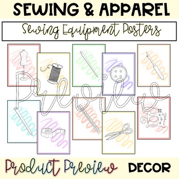 Preview of Sewing Equipment Classroom Posters | Apparel & Sewing | Decor | FACS, FCS