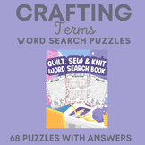 Sewing Knitting Quilting Terms Word Search Puzzle Workshee