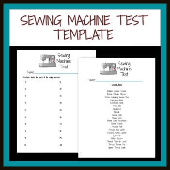Sewing Machine Parts Test Template by ShipleyMade | TPT