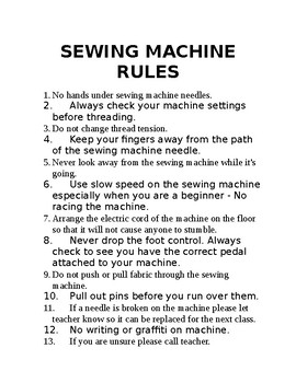 Preview of Sewing Machine Rules