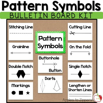 Preview of Sewing Pattern Symbols Bulletin Board Kit