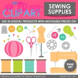 Sewing Supplies (Pink) Clip Art (Digital Use Ok!)