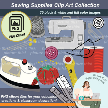 Sewing Supplies Sew FCS Art Clipart Bulletin Board Elementary Middle High  School