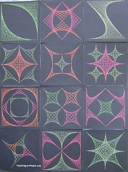 Preview of Coordinate Plane Graphing -- 15 String Art Designs for 4 Quadrant Squares