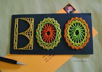 Preview of Sewing Up Math's String Art Design for a "BOO" Halloween card