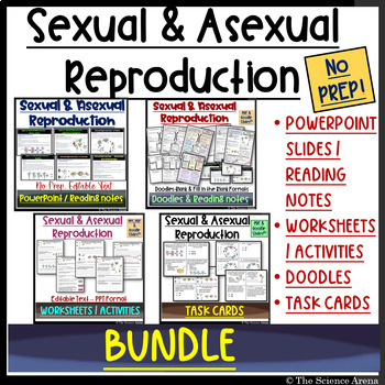 Preview of Sexual & Asexual Reproduction - BUNDLE - Reading, Worksheets, Doodle, Task Cards