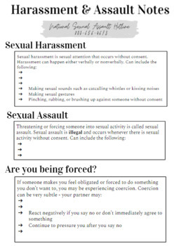 Preview of Sexual Harassment & Assault Guided Notes