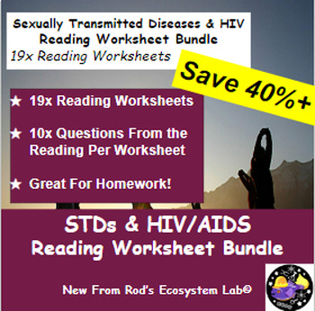 Preview of Sexually Transmitted Diseases & HIV Chapter Reading Worksheet Bundle *Editable**