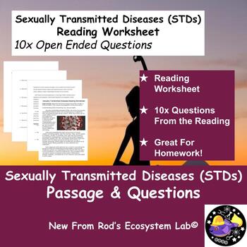 Preview of Sexually Transmitted Diseases (STDs) Reading Worksheet **Editable**