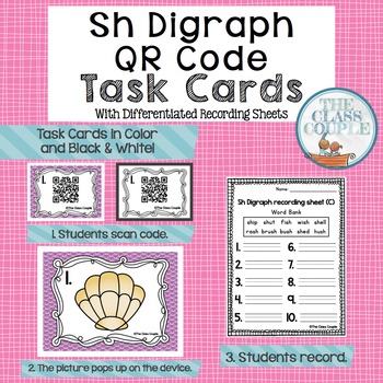 Preview of Sh Digraph QR Code Task Cards