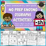 Sh Ending Digraph Worksheets + Activities PreK, TK, Kinder