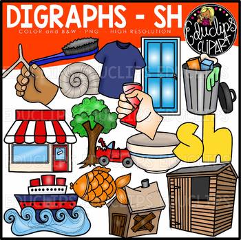 Preview of Digraph~SH Clip Art Bundle {Educlips Clipart}