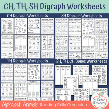 Preview of Sh, Th, Ch Digraphs Worksheets and Activities
