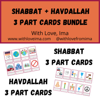 Preview of Shabbat + Havdallah Montessori-Style 3 Part Cards