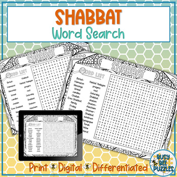 Preview of Shabbat Word Search Puzzle Activity - Jewish Holidays