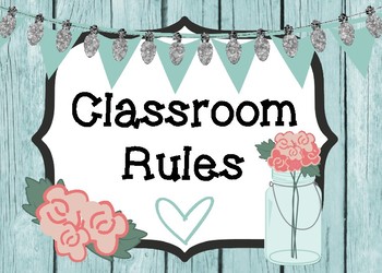 Preview of Shabby Chic/Farmhouse Themed Classroom Rules Display