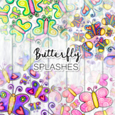 Shabby Chic Watercolor Butterfly Page Splashes