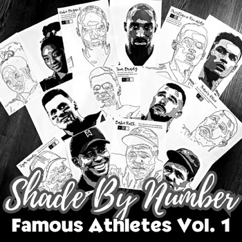 Preview of Shade By Number Art Activity ATHLETES, Early Finishers, Sub Lesson, Middle/High
