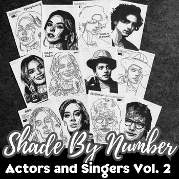 Preview of Shade By Number Art Activity, Actors & Singers Vol. 2, Early Finisher/Sub Lesson