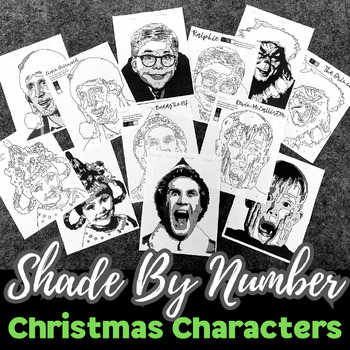 Preview of Shade By Number Art Activity, CHRISTMAS Edition, Early Finisher/Sub Lessons