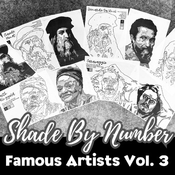Preview of Shade by Number Art Activity, Famous Artists Vol. 3, Early Finisher/Sub Lessons