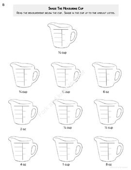 Measuring Cup Worksheet - FCS, FACS, culinary, hospitality, foods, prostart