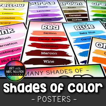 Preview of Descriptive Shades of Color Art Posters (Paint Line Design)