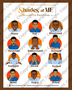Preview of Shades of ME - Feelings Chart - Boys of Color (English)
