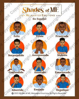 Preview of Shades of ME - Feelings Chart - Boys of Color (Spanish)