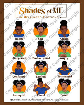 Preview of Shades of ME - Feelings Chart - Girls of Color (English)