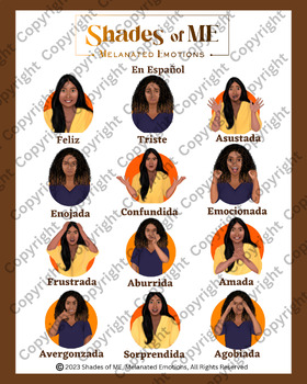 Preview of Shades of ME - Feelings Chart - Women of Color (Spanish)