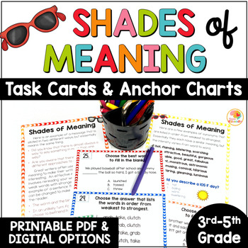Preview of Shades of Meaning Task Cards and Anchor Charts Activities | Word Gradients