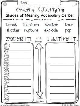 shades of meaning a cooperative vocabulary language center common core