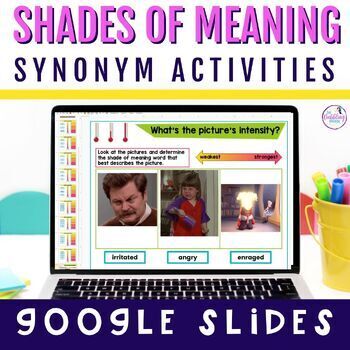 Preview of Shades of Meaning Activities Google Slides™ For Synonyms & Vocabulary