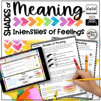 Preview of Shades of Meaning Character Feelings Synonyms Adjectives Vocabulary RL3.3