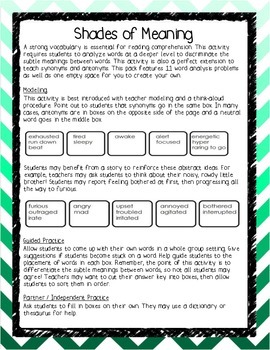 Shades of Meaning Activity by BusyBeeinGradeThree | TPT