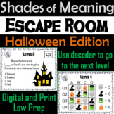 Shades of Meaning Game: Halloween Escape Room Vocabulary A