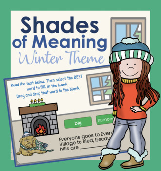 Preview of Shades of Meaning Synonyms & Context Clues Digital Boom Cards™ (Winter Theme)
