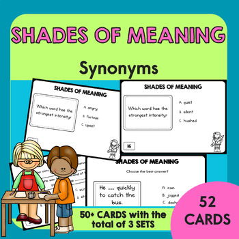 Preview of Shades of Meaning Task Cards - Synonyms Practice Differentiated Levels