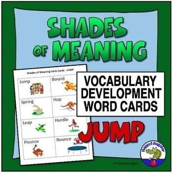 Preview of Shades of Meaning Verb Cards JUMP Synonyms