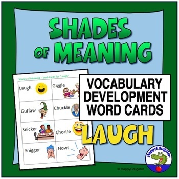Preview of Shades of Meaning Verb Cards LAUGH Synonyms