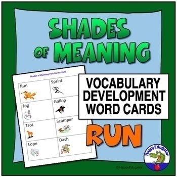 Preview of Shades of Meaning Verb Cards RUN Synonyms